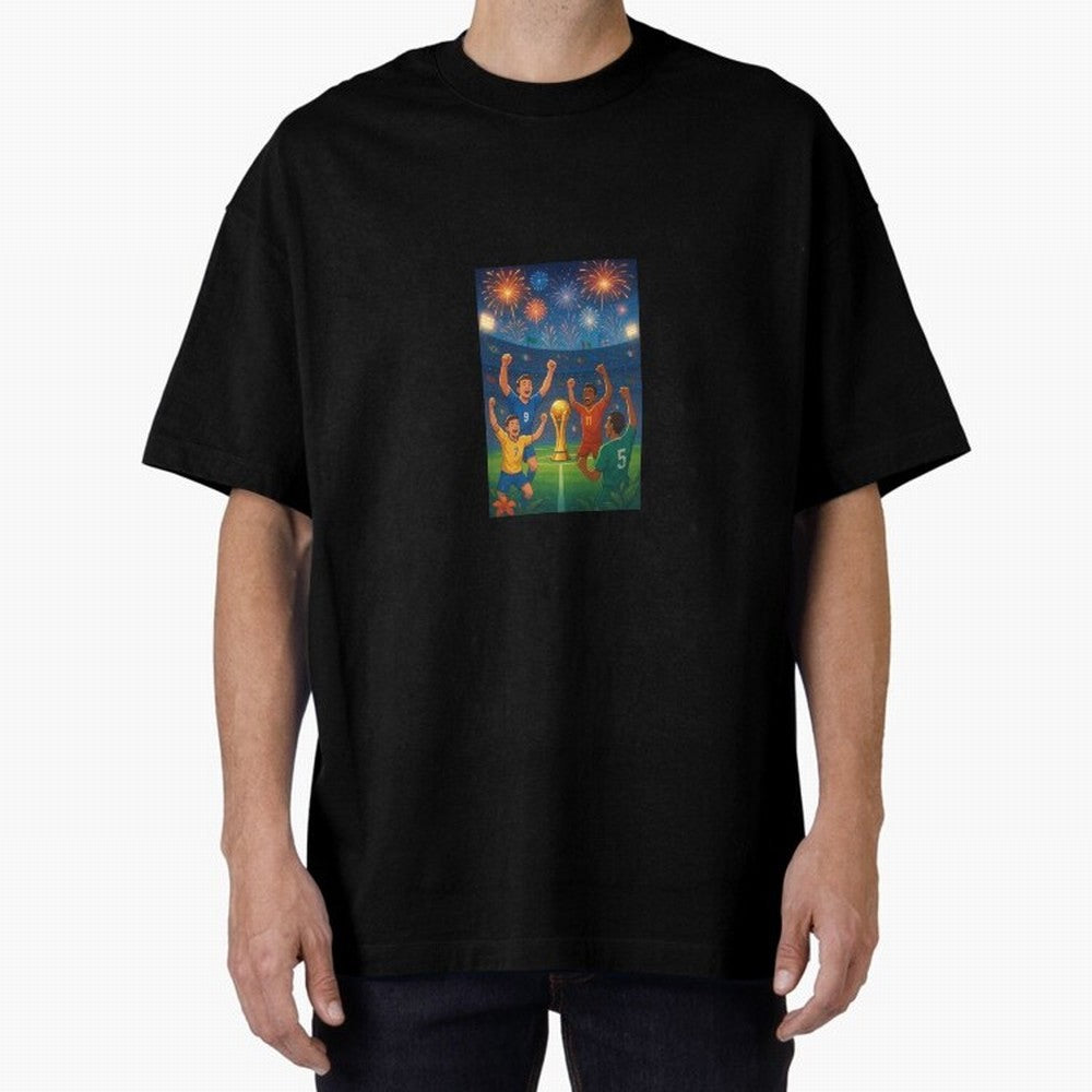 World Cup Oversized T-Shirt Bring a Champion Mindset to Global Football Passion for FIFA World Cup 2026 USA Canada Mexico, Highlighting CR7, France and Portugal, Supporter Pride, Iconic Celebrations, Legendary Names and Global Match Day Energy;