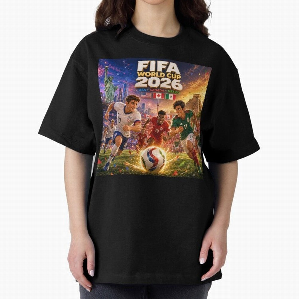 North America Football Festival 2026 #football 2026 Oversized T-Shirt Celebrate National Team Dreams in FIFA World Cup 2026 for Fans of Cristiano Ronaldo, Haaland and CR7 and France, Bringing Football History, Final Match Energy, Crowd Noise and
