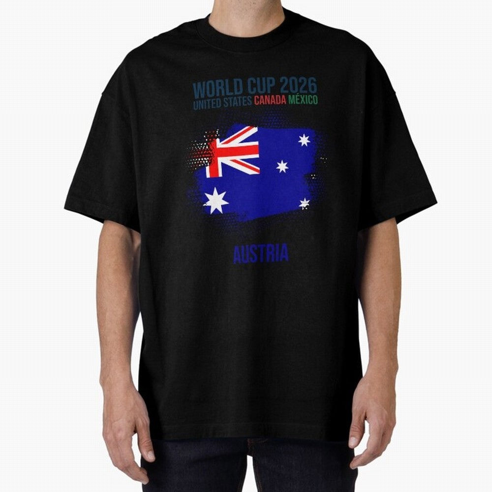 AUSTRIA WORLD CUP 2026 Oversized T-Shirt Celebrate the Next Chapter of FIFA World Cup 2026 for Fans of Haaland and Mbappe and France and Portugal, Bringing Champion Mindset, Group Stage Buzz, Knockout Tension and Passionate Fan Culture; Great for