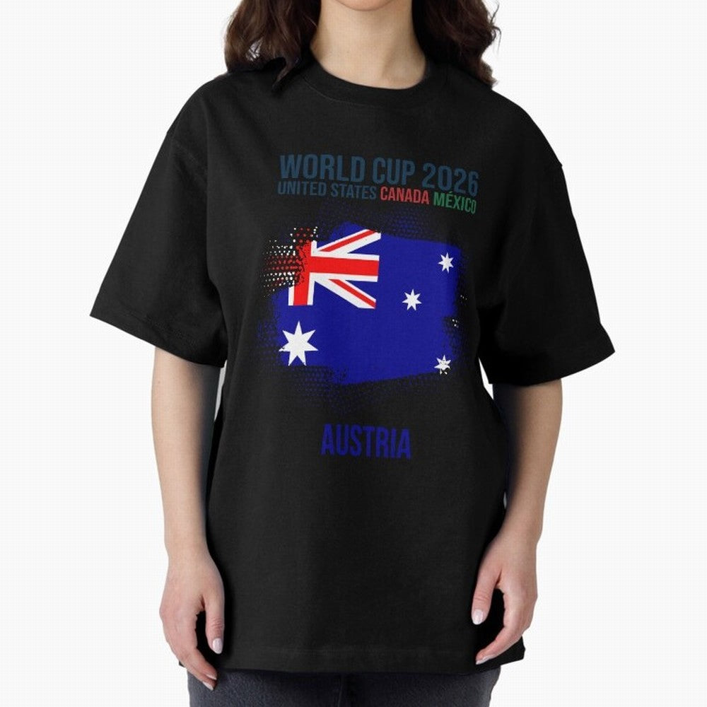 AUSTRIA WORLD CUP 2026 Oversized T-Shirt Celebrate the Next Chapter of FIFA World Cup 2026 for Fans of Haaland and Mbappe and France and Portugal, Bringing Champion Mindset, Group Stage Buzz, Knockout Tension and Passionate Fan Culture; Great for