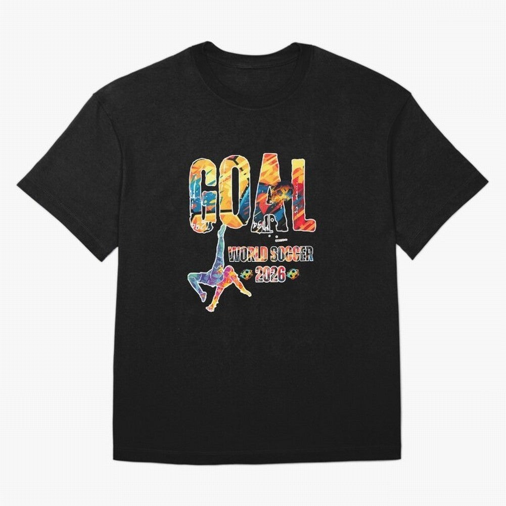 Goal World Soccer Championship 2026 Oversized T-Shirt Bring World Football Passion into FIFA World Cup 2026 for Fans of Haaland and Argentina, France and Brazil, Bringing Sports Nostalgia, International Competition, Famous Players and Unforgettable