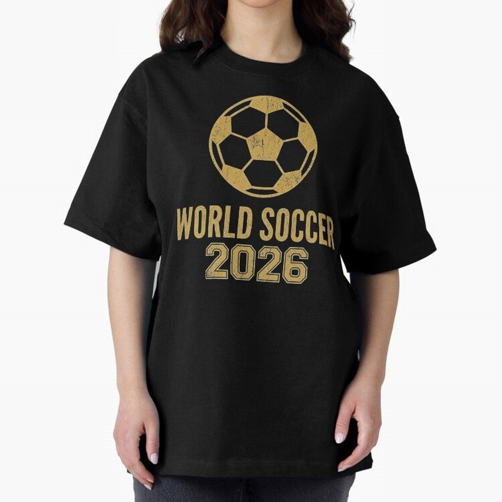 Retro World Soccer 2026 Design Oversized T-Shirt Discover Global Football Passion for FIFA World Cup 2026 Group Stage, Celebrating CR7, England, Game Day Rituals, Football Legends, Country Pride and the Road to the Final; Ideal for Football Dads,