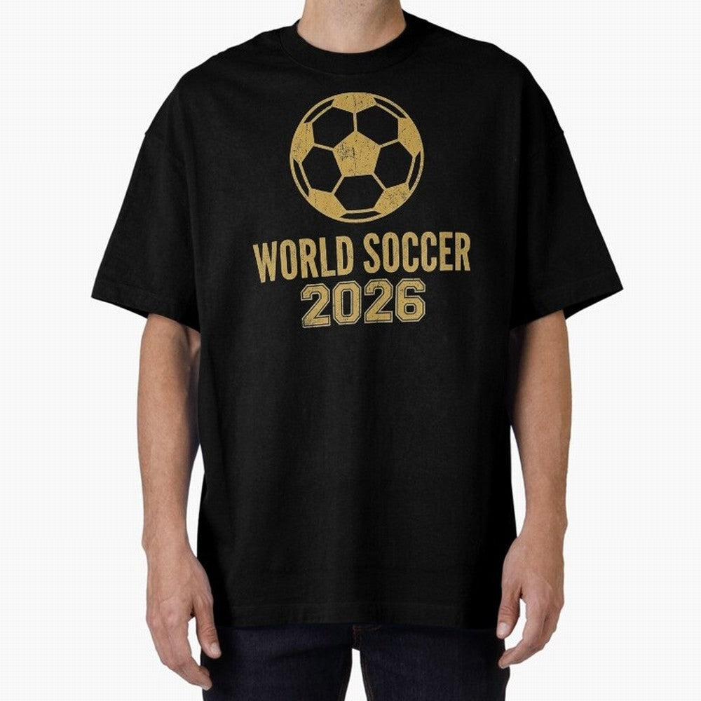Retro World Soccer 2026 Design Oversized T-Shirt Discover Global Football Passion for FIFA World Cup 2026 Group Stage, Celebrating CR7, England, Game Day Rituals, Football Legends, Country Pride and the Road to the Final; Ideal for Football Dads,