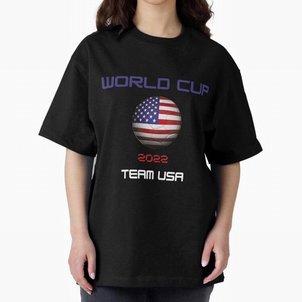 World cup 2022 Team USA Oversized T-Shirt Bring Retro Soccer Energy to Global Football Passion for FIFA World Cup 2026 Group Stage, Driven by Messi and Cristiano Ronaldo, Argentina, France and Brazil, Goal Celebration Energy, Supporter Heritage,