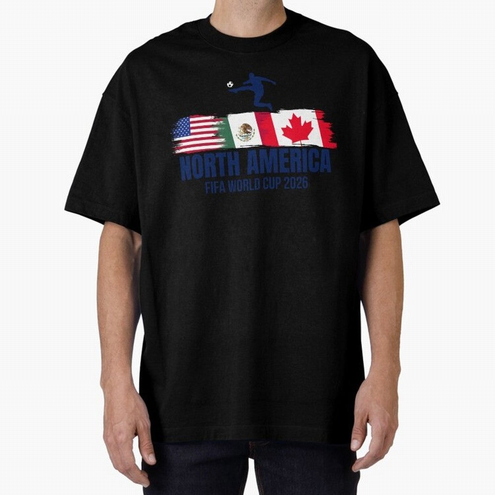2026 North America Soccer World Tour - USA Mexico Canada Oversized T-Shirt Support Your Favorite Stars during FIFA World Cup 2026 USA Canada Mexico for Fans of Mbappe and Brazil, Portugal and Argentina, Bringing Stadium Chants, National Pride,