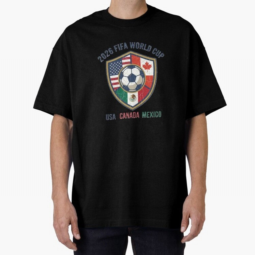 North America United Soccer 2026 Vintage Crest Oversized T-Shirt Feel the Trophy Chase of Match Day Hype around FIFA World Cup 2026 Group Stage, CR7 and Messi, England and Germany, Tournament Hype, Historic Matchups, Family Viewing Parties and