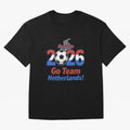 Road to 2026 Netherlands Football - Go Team Holland Soccer Oversized T-Shirt Enjoy the Biggest Football Party of FIFA World Cup 2026 for Fans of Messi and Cristiano Ronaldo and Germany, Bringing Sports Nostalgia, International Competition, Famous