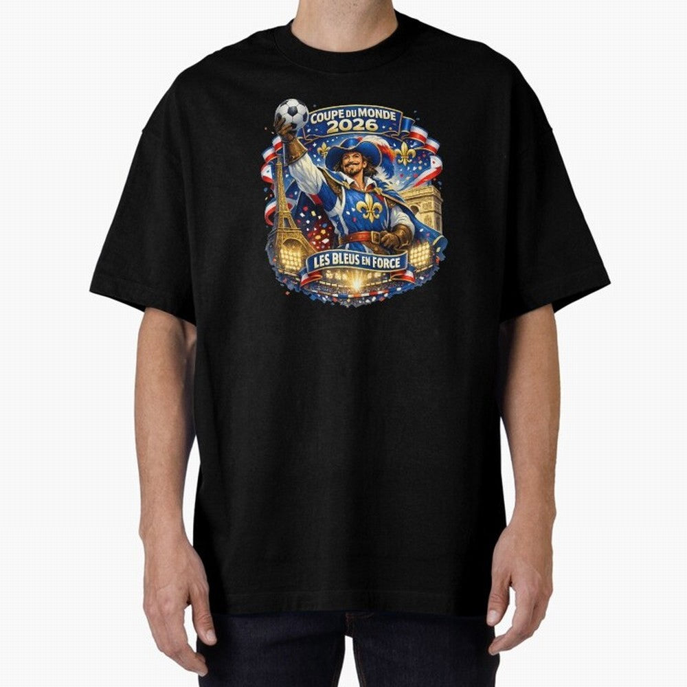 France World Cup 2026 Supporter Oversized T-Shirt Relive the Noise and Pride of FIFA World Cup 2026 USA Canada Mexico for Fans of Cristiano Ronaldo and Spain, Bringing Championship Spirit, Famous Goals, Roaring Crowds and International Football