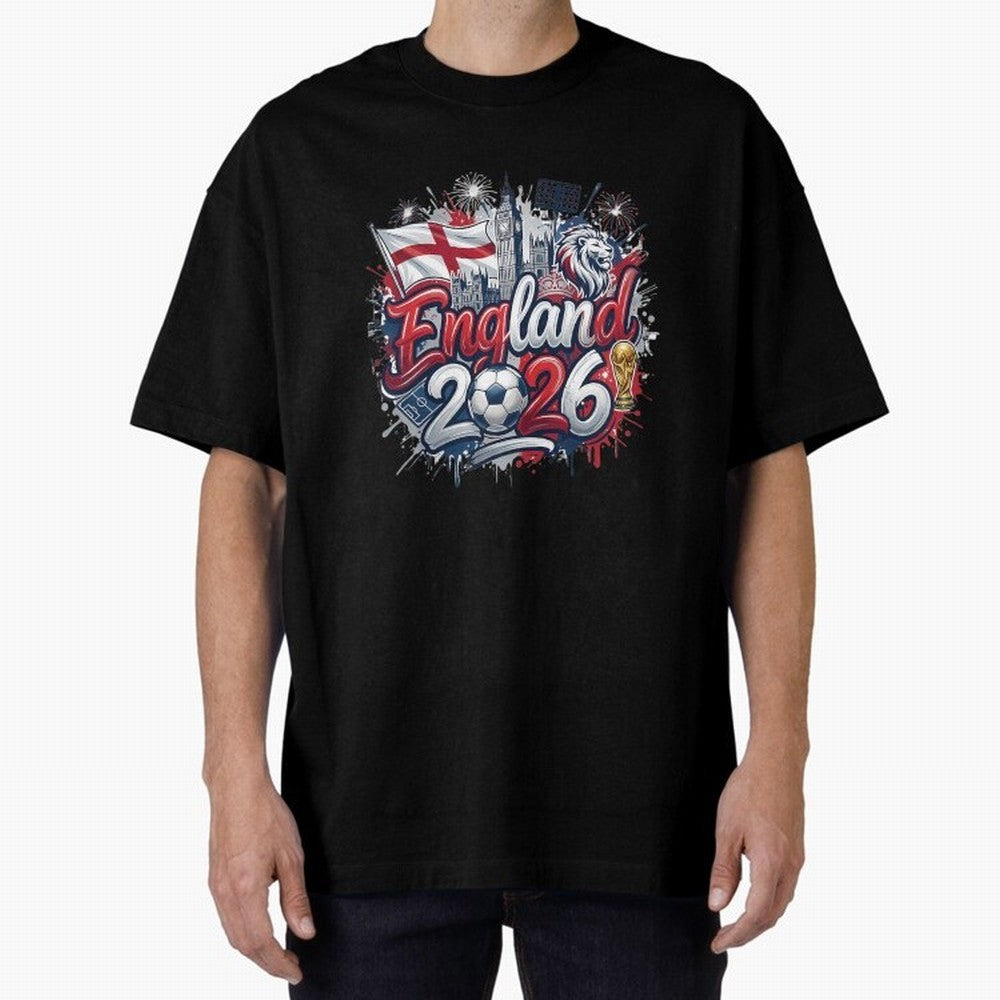 England World Cup 2026 Football Legacy Oversized T-Shirt Back the Journey through FIFA World Cup 2026 Spirit, Celebrating England, France and Netherlands, Messi, Goal Celebration Energy, Supporter Heritage, Football Icons and Worldwide Tournament