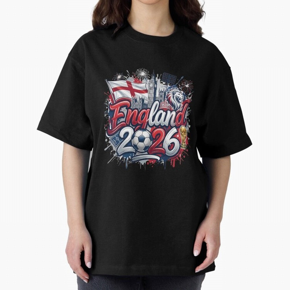 England World Cup 2026 Football Legacy Oversized T-Shirt Back the Journey through FIFA World Cup 2026 Spirit, Celebrating England, France and Netherlands, Messi, Goal Celebration Energy, Supporter Heritage, Football Icons and Worldwide Tournament