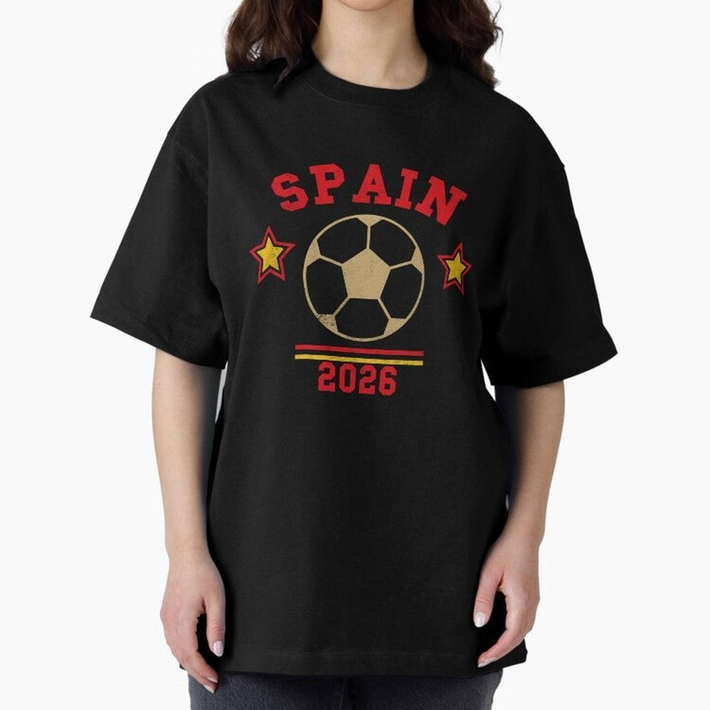 Spain 2026 ¡ª Vintage Soccer Tee Oversized T-Shirt Show Your Tournament Heart for FIFA World Cup 2026 USA Canada Mexico for Fans of Messi and Spain, Bringing Football Passion, Legendary Performances, Festival Vibes and Supporter Community; Ideal