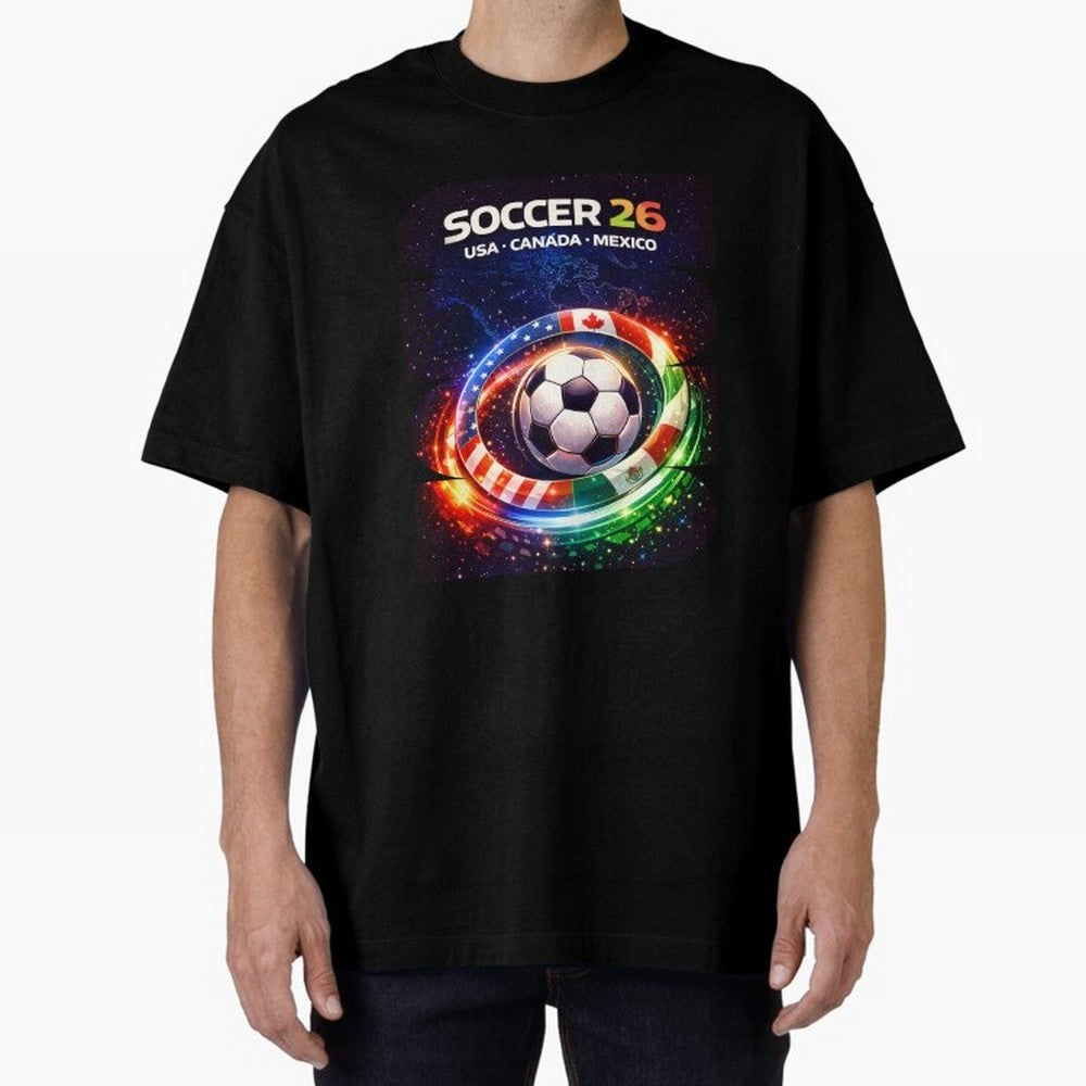 North America Soccer 2026 Shirt, Soccer 26 USA Canada Mexico Fan Tee, United 2026 Soccer Graphic Oversized T-Shirt Live for the Drama of FIFA World Cup 2026 Spirit, Celebrating Brazil, CR7, Fan Favorite Moments, National Team Passion, Big Match