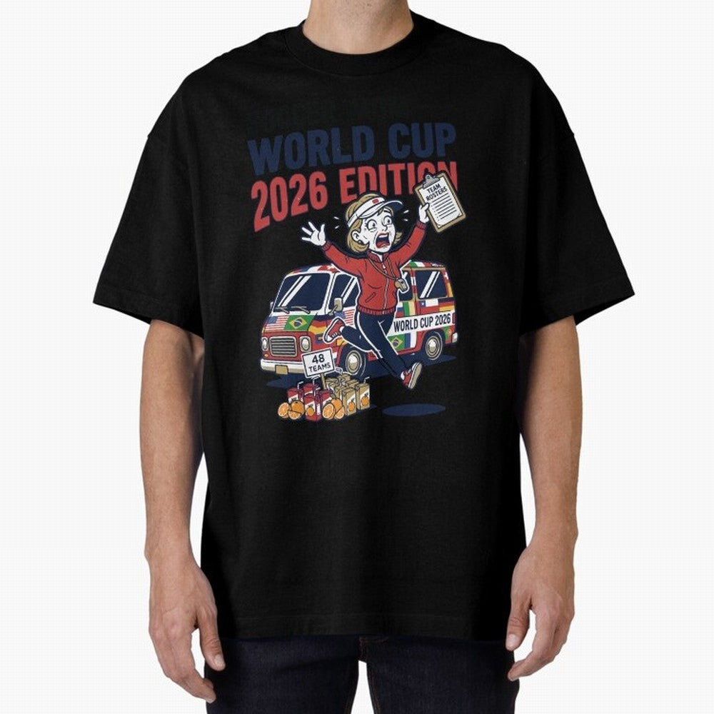 Soccer Mom ¡ª World Cup 2026 Edition V2 Oversized T-Shirt Bring Home FIFA World Cup 2026 Capturing Messi, Neymar and Mbappe, France Energy, Football Passion, Legendary Performances, Festival Vibes and Supporter Community; Made for Collectors Who