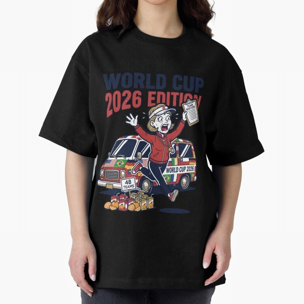 Soccer Mom ¡ª World Cup 2026 Edition V2 Oversized T-Shirt Bring Home FIFA World Cup 2026 Capturing Messi, Neymar and Mbappe, France Energy, Football Passion, Legendary Performances, Festival Vibes and Supporter Community; Made for Collectors Who
