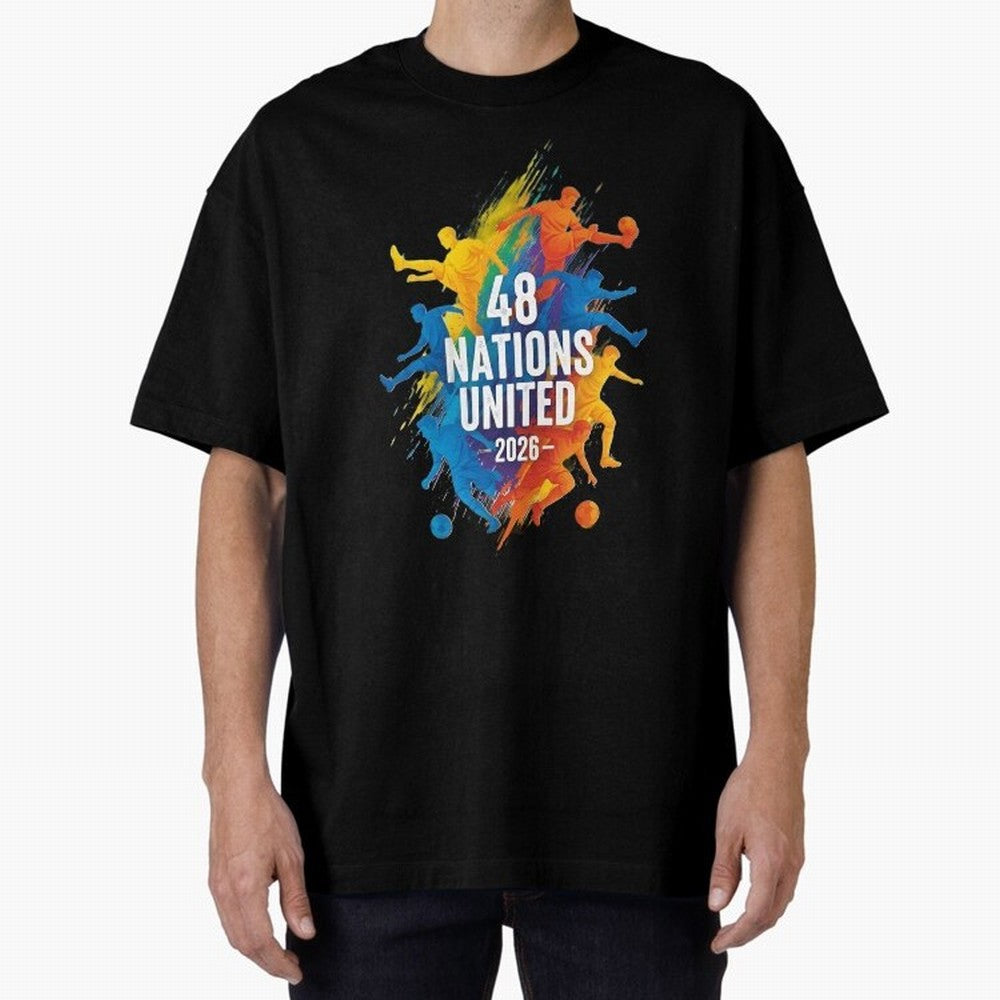 The Unity of World Football Oversized T-Shirt Keep the Legacy of Global Football Passion for FIFA World Cup 2026 Group Stage, Celebrating CR7 and Messi, France and Portugal, Supporter Pride, Iconic Celebrations, Legendary Names and Global Match Day