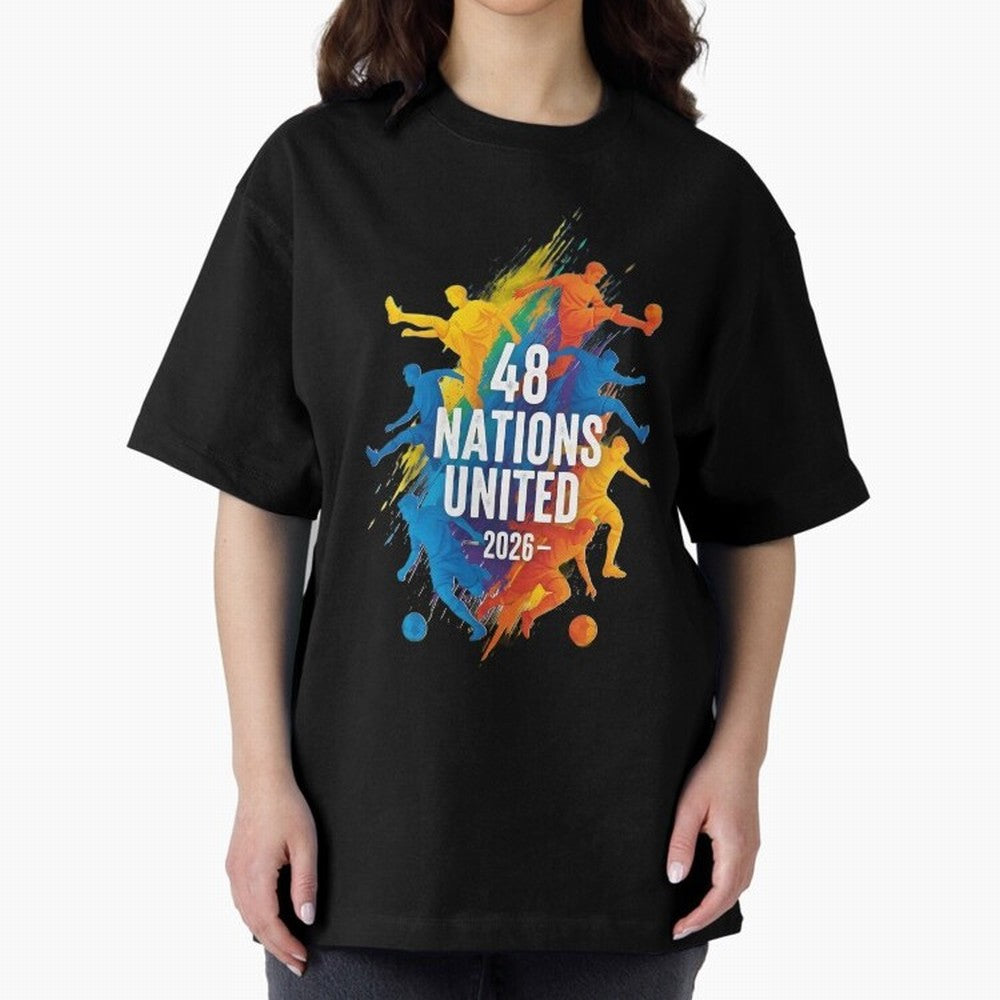 The Unity of World Football Oversized T-Shirt Keep the Legacy of Global Football Passion for FIFA World Cup 2026 Group Stage, Celebrating CR7 and Messi, France and Portugal, Supporter Pride, Iconic Celebrations, Legendary Names and Global Match Day