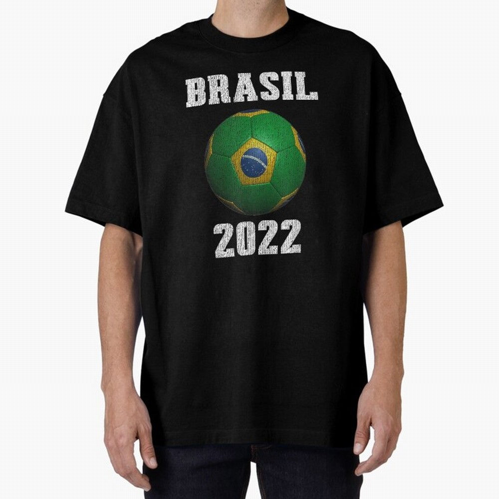 Brasil Flag Soccer Jersey Football Graphic Design T-Shirt Oversized T-Shirt Capture FIFA World Cup 2026 Group Stage for Fans of Haaland and Mbappe and France, Bringing Sports Nostalgia, International Competition, Famous Players and Unforgettable