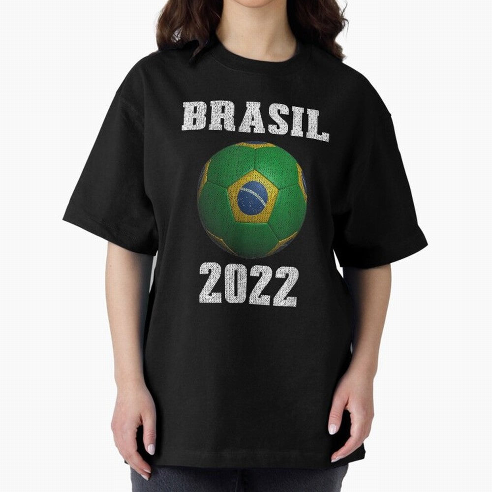 Brasil Flag Soccer Jersey Football Graphic Design T-Shirt Oversized T-Shirt Capture FIFA World Cup 2026 Group Stage for Fans of Haaland and Mbappe and France, Bringing Sports Nostalgia, International Competition, Famous Players and Unforgettable
