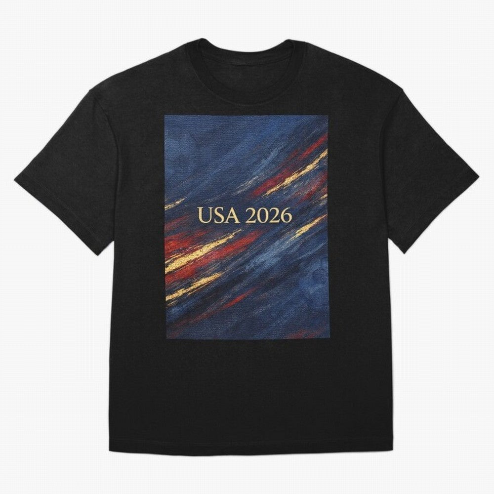 Elevated USA 2026 Soccer Oversized T-Shirt Represent FIFA World Cup 2026 Spirit, Inspired by Spain, Mbappe and Neymar, Match Day Excitement, Supporter Culture, Golden Goals and Global Football Passion; Built for Supporters Chasing Trophy Dreams,