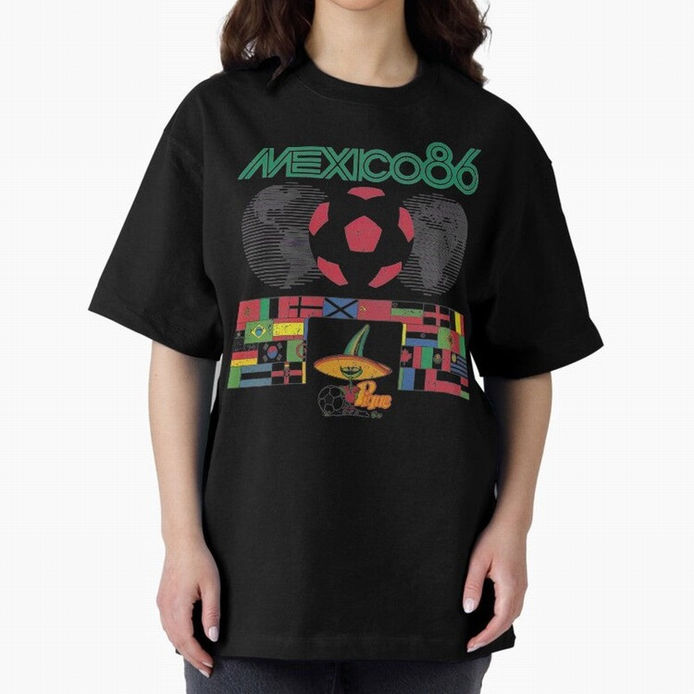 MEXICO-86-WORLD-CUP-T-SHIRT Oversized T-Shirt Mark the FIFA World Cup 2026 USA Canada Mexico Journey through Messi, Neymar and Mbappe Highlights, Brazil Pride, Stadium Memories, Football Loyalty, International Chants and Championship Tradition;