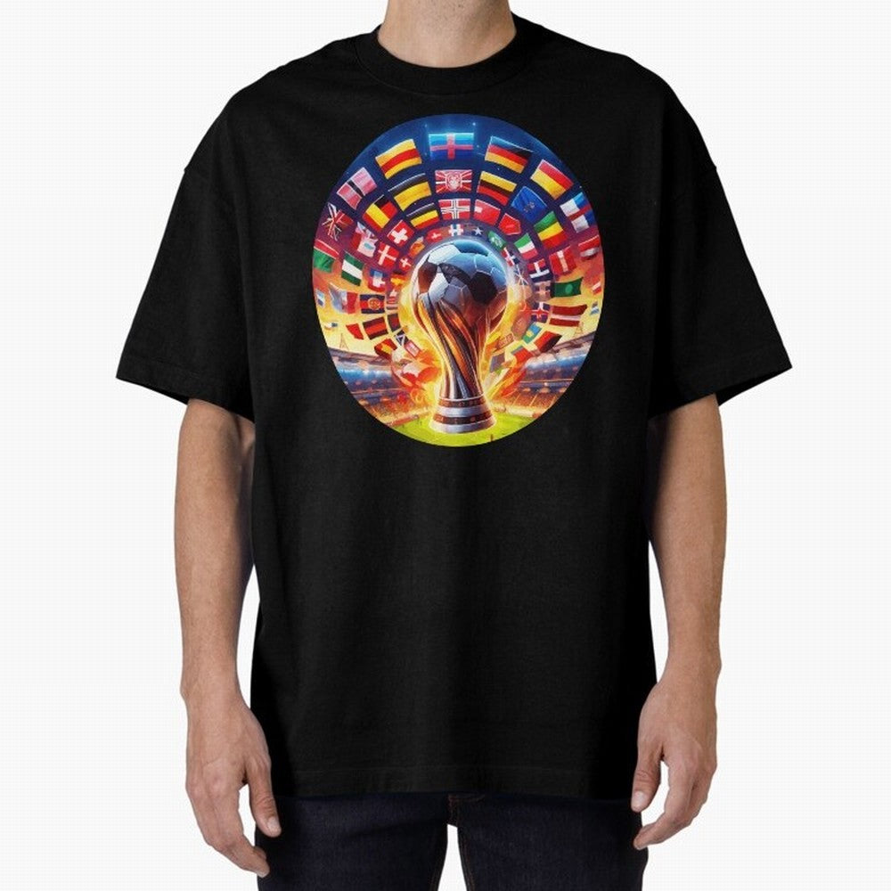 Global Football Fever (The Road to Victory) Oversized T-Shirt Bring a Champion Mindset to FIFA World Cup 2026 Group Stage for Fans of CR7 and Messi and Argentina, France and Brazil, Bringing Stadium Chants, National Pride, Trophy Dreams and