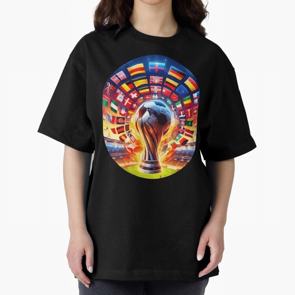 Global Football Fever (The Road to Victory) Oversized T-Shirt Bring a Champion Mindset to FIFA World Cup 2026 Group Stage for Fans of CR7 and Messi and Argentina, France and Brazil, Bringing Stadium Chants, National Pride, Trophy Dreams and