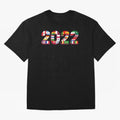 Flags of the 32 Teams that Played in Qatar in 2022 for Football Fans Oversized T-Shirt Bring a Vintage Feel to Global Football Passion for FIFA World Cup 2026, Centered on Messi, CR7 and Mbappe, Netherlands, Soccer Culture, Superstar Moments,