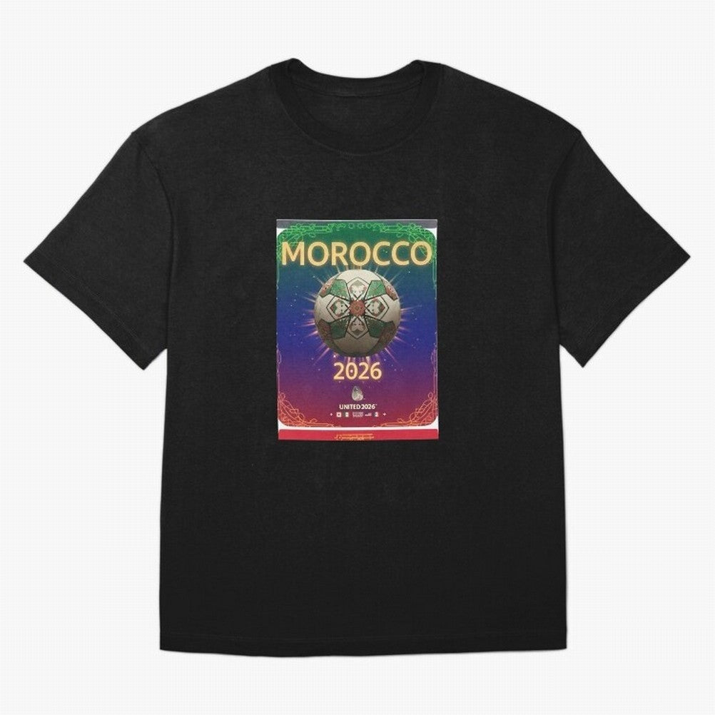 Morocco 2026 World Cup - Traditional Zellige Football Oversized T-Shirt Stand Out with Spirit from FIFA World Cup 2026 Group Stage for Fans of CR7 and Messi and Portugal, Spain and Germany, Bringing Retro Football Energy, Iconic Rivalries, Trophy