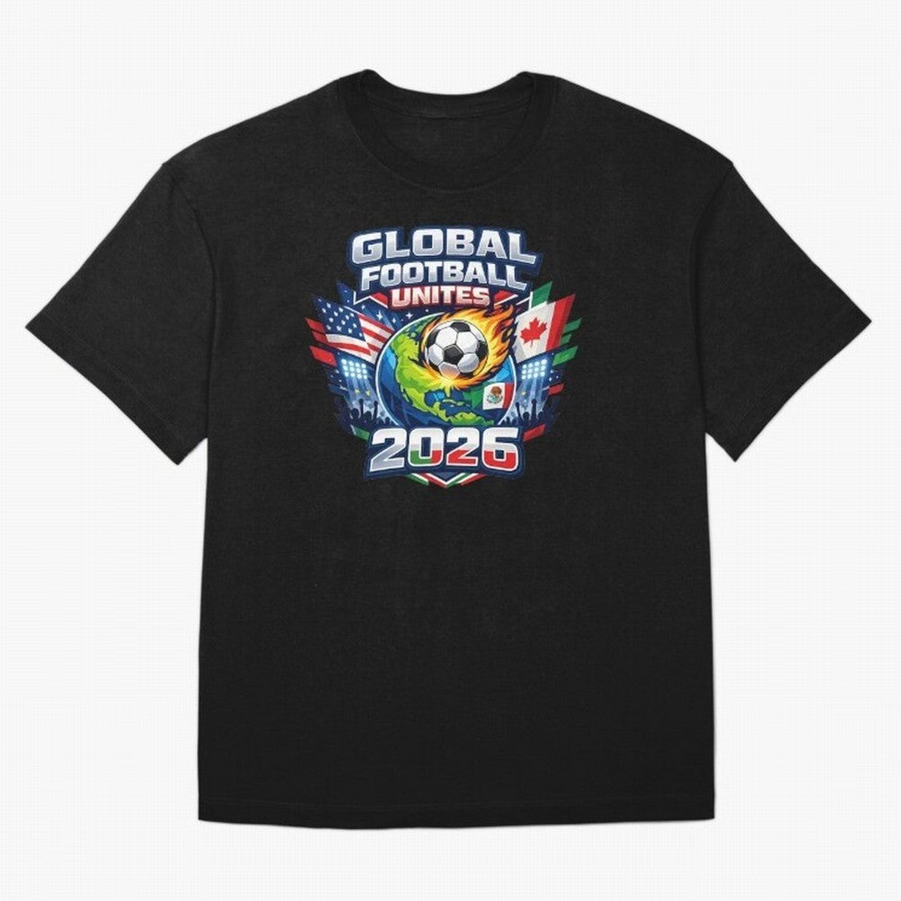 Global Football Unites 2026 USA Canada Mexico Oversized T-Shirt Enjoy FIFA World Cup 2026 Group Stage Driven by Mbappe and Neymar, Netherlands Energy, Global Supporter Spirit, Legendary Goals, National Colors and Tournament Celebration; Made for