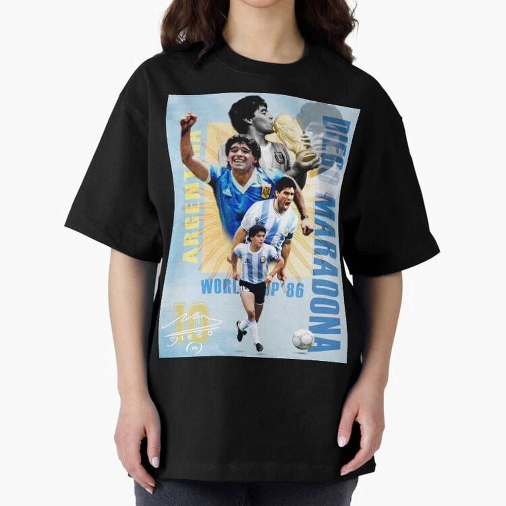 Diego Maradona Argentina Poster - Iconic World Cup Legend Art Print Oversized T-Shirt Showcase FIFA World Cup 2026 Group Stage for Fans of CR7 and France and Portugal, Bringing Retro Football Energy, Iconic Rivalries, Trophy Chase Drama and Stadium