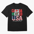 world cup 2026 hosts - canada mexico usa soccer fan Oversized T-Shirt Build FIFA World Cup 2026 Group Stage for Fans of Messi and England and Germany, Bringing Football Festival Excitement, Trophy Ambitions, Country Rivalries and Star Player Buzz;