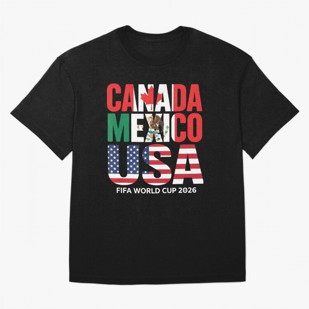 world cup 2026 hosts - canada mexico usa soccer fan Oversized T-Shirt Build FIFA World Cup 2026 Group Stage for Fans of Messi and England and Germany, Bringing Football Festival Excitement, Trophy Ambitions, Country Rivalries and Star Player Buzz;