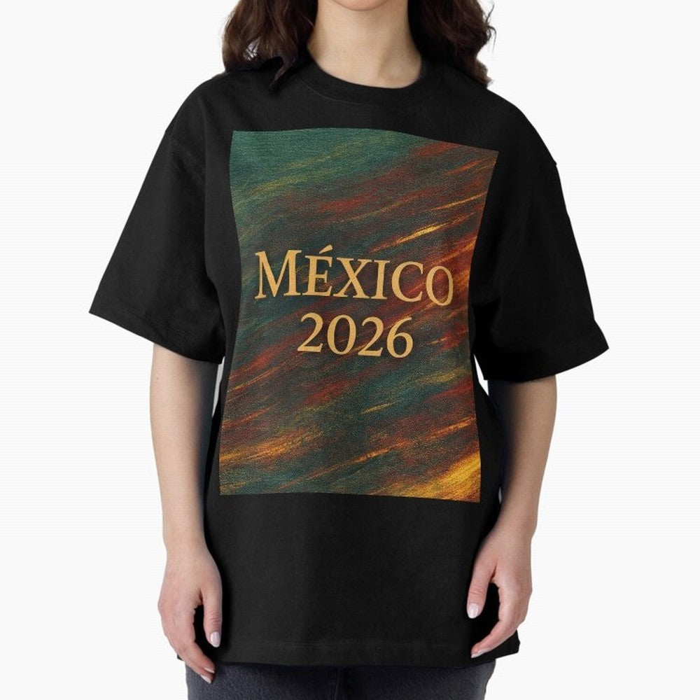 Mexico 2026 Arc of Color - Elegant and Luxury Design for Soccer Fans Oversized T-Shirt Carry FIFA World Cup 2026 for Fans of Messi, CR7 and Mbappe and Germany, Bringing Sports Nostalgia, International Competition, Famous Players and Unforgettable