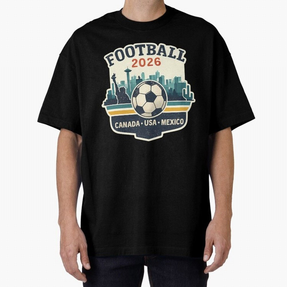 Football 2026 One World One Goal Oversized T-Shirt Keep the Match Day Mood of Global Football Passion for FIFA World Cup 2026 USA Canada Mexico, Featuring Messi, England and Germany, Soccer Culture, Superstar Moments, National Team Dreams and