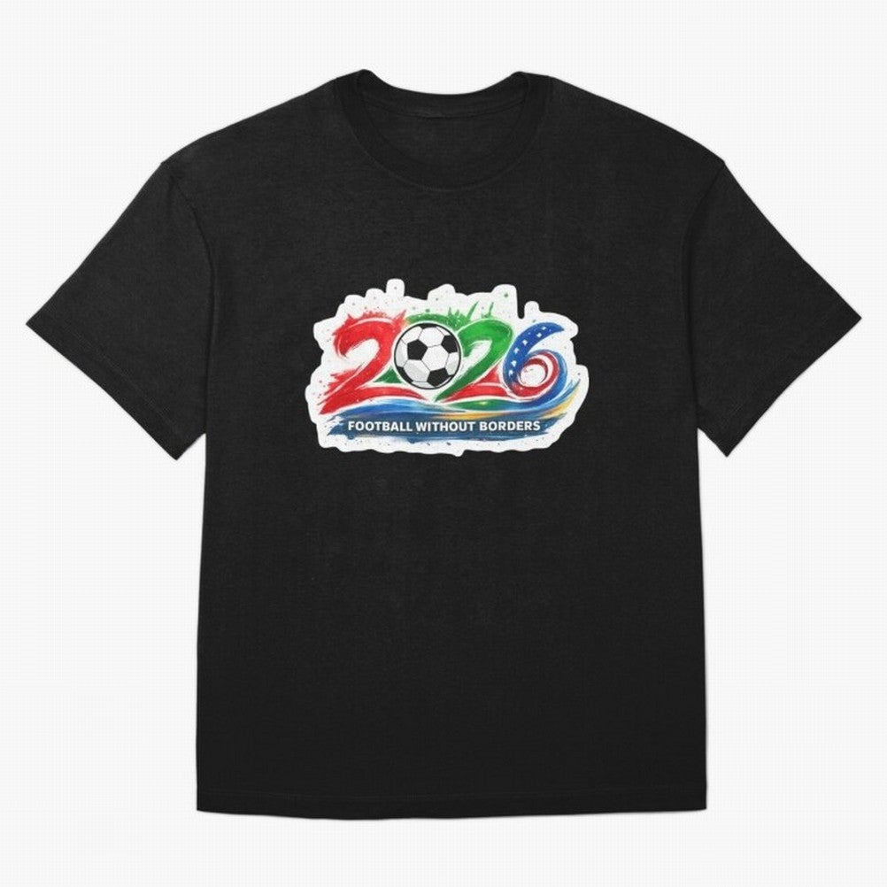 Football Without Borders 2026 Artistic Logo Oversized T-Shirt Stand Proud for FIFA World Cup 2026 USA Canada Mexico Spirit, Highlighting Argentina and Brazil, Haaland, Stadium Chants, National Pride, Trophy Dreams and Unforgettable Football