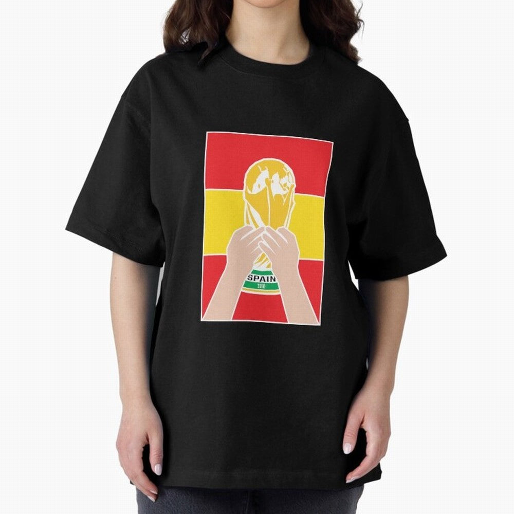 Champion Spain 2010 Oversized T-Shirt Cheer through Every Moment of FIFA World Cup 2026 USA Canada Mexico Connected to Messi and Cristiano Ronaldo, France Energy, Retro Football Energy, Iconic Rivalries, Trophy Chase Drama and Stadium Atmosphere;