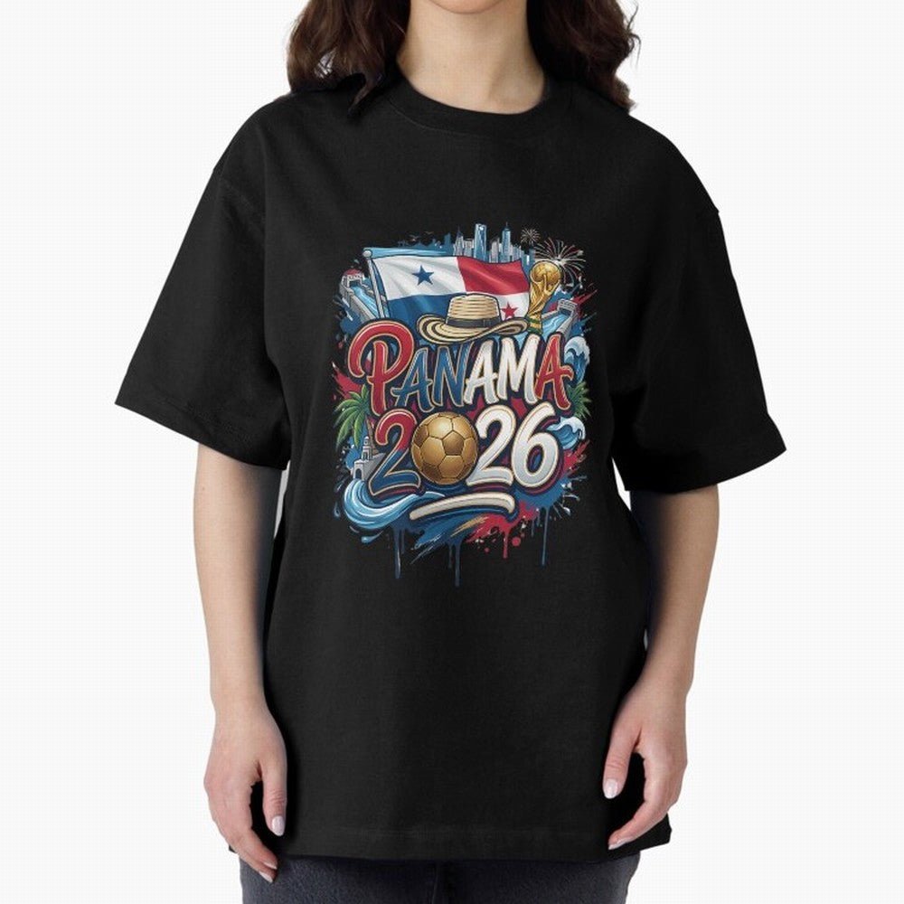 Panama World Cup 2026 Football Legacy Oversized T-Shirt Live the Energy of the FIFA World Cup 2026 USA Canada Mexico Journey through Messi and Cristiano Ronaldo Highlights, Spain and Netherlands Pride, Vintage Soccer Flavor, Modern Football Stars,