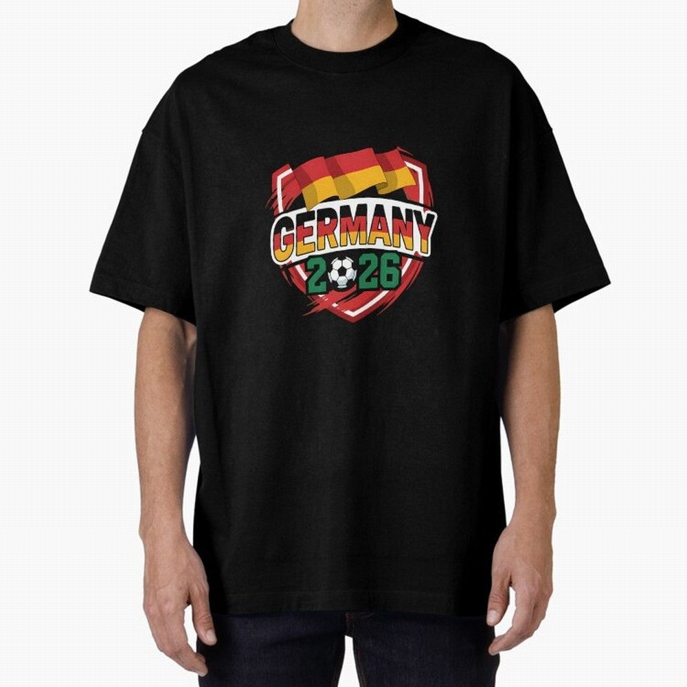Germany World Cup 2026 Germany Football Oversized T-Shirt Live the Energy of FIFA World Cup 2026 Group Stage Spirit, Celebrating Argentina and Brazil, Messi, CR7 and Mbappe, Vintage Soccer Flavor, Modern Football Stars, National Flags and Final