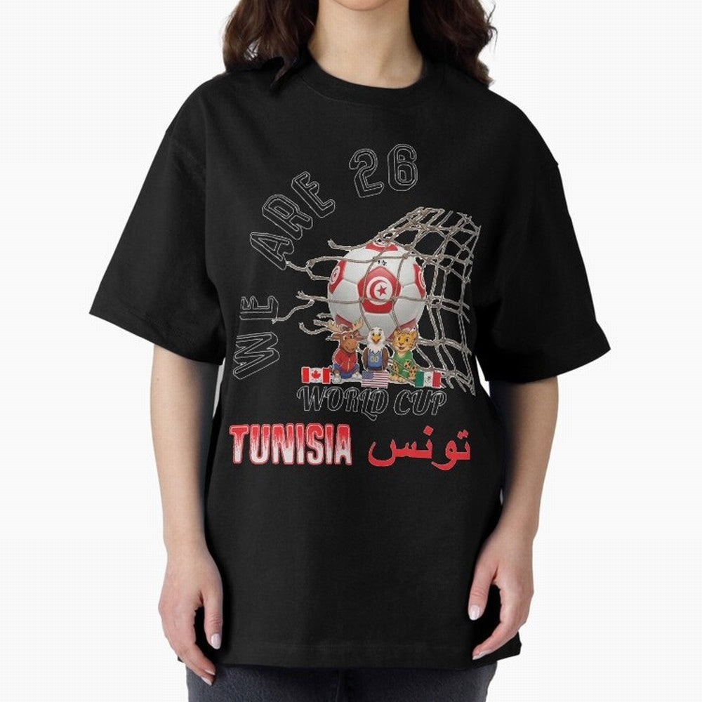 World cup 26 - Tunisia Oversized T-Shirt Elevate FIFA World Cup 2026 for Fans of Haaland and France, Bringing Vintage Soccer Flavor, Modern Football Stars, National Flags and Final Night Emotion; Ideal for Fans Who Follow Messi, Cristiano Ronaldo,