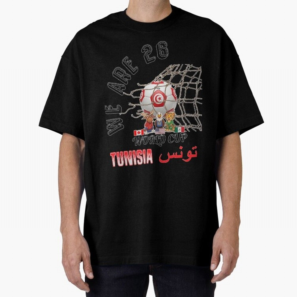 World cup 26 - Tunisia Oversized T-Shirt Elevate FIFA World Cup 2026 for Fans of Haaland and France, Bringing Vintage Soccer Flavor, Modern Football Stars, National Flags and Final Night Emotion; Ideal for Fans Who Follow Messi, Cristiano Ronaldo,