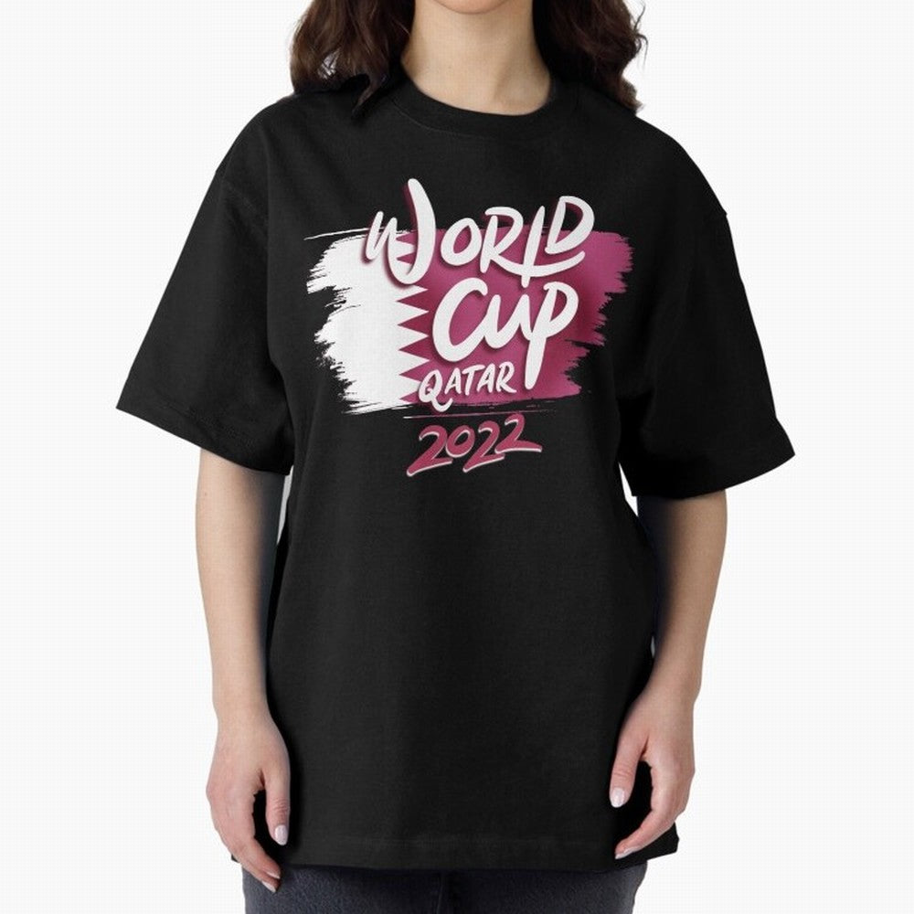 Qatar 2022 Oversized T-Shirt Mark Global Football Passion for FIFA World Cup 2026 USA Canada Mexico, with Messi, Neymar and Mbappe, Brazil, Retro Football Energy, Iconic Rivalries, Trophy Chase Drama and Stadium Atmosphere; Created for Match Day