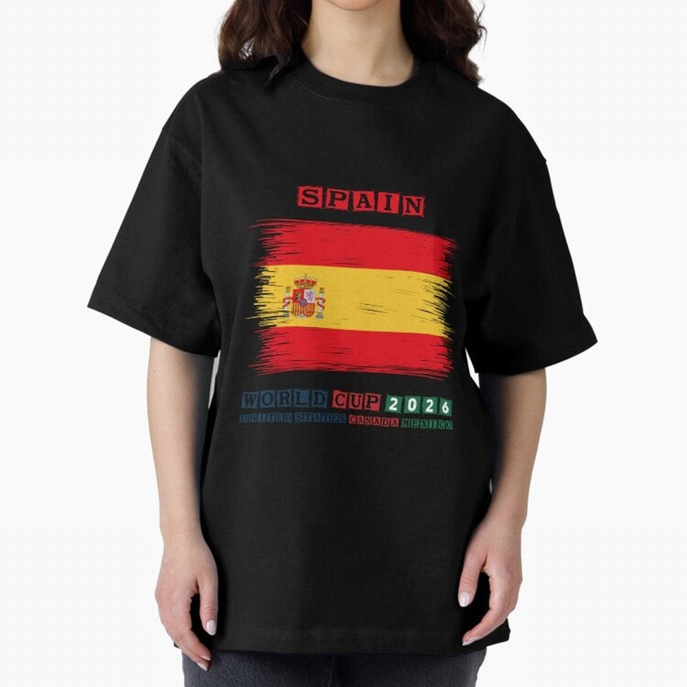 SPAIN WORLD CUP 2026 Oversized T-Shirt Support Iconic Players in FIFA World Cup 2026 Group Stage for Fans of Cristiano Ronaldo, Haaland and CR7 and Spain, Bringing Fan Favorite Moments, National Team Passion, Big Match Drama and Soccer History;