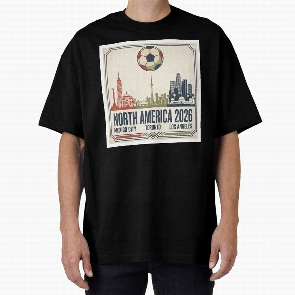 Retro North America 2026 Soccer Vintage Graphic Oversized T-Shirt Support Iconic Players in FIFA World Cup 2026 Group Stage Made for Cristiano Ronaldo, Haaland and CR7, Germany Energy, Match Day Excitement, Supporter Culture, Golden Goals and