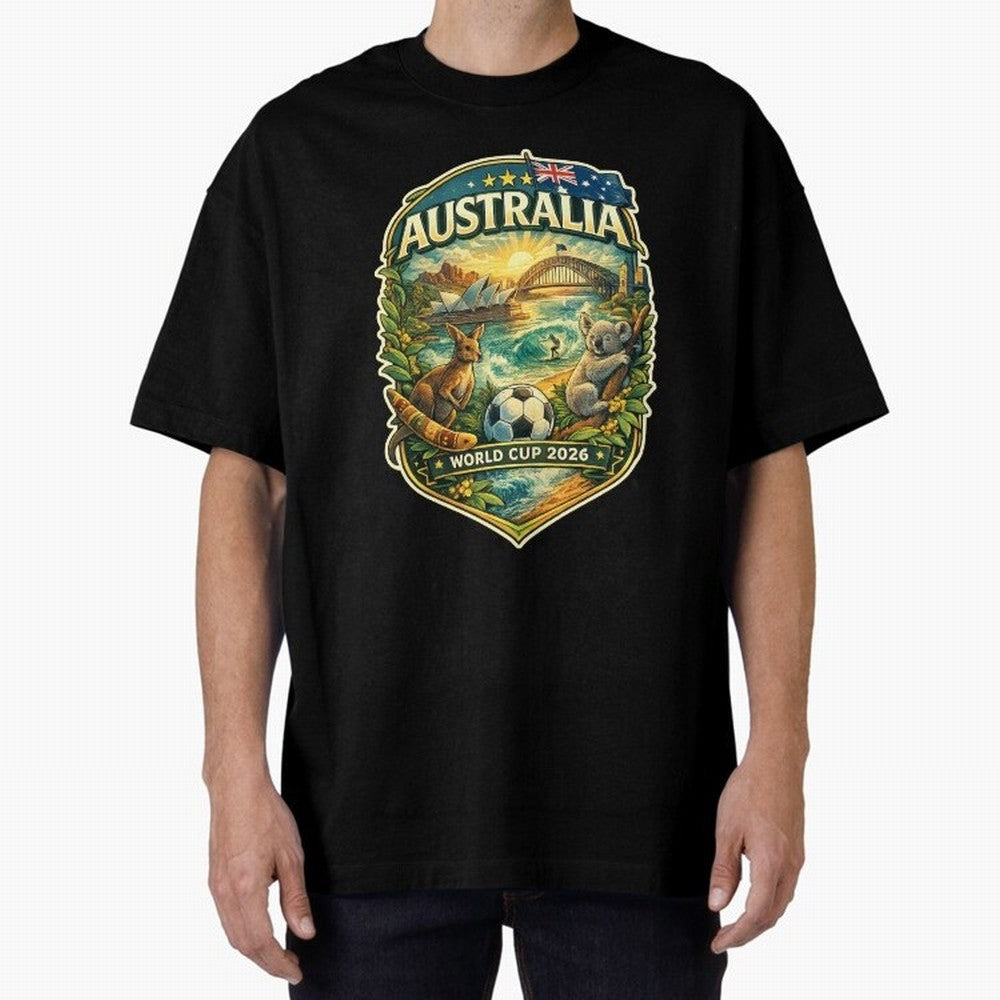 Australia FIFA World Cup 2026 Sydney Opera House Outback Kangaroo Coast Oversized T-Shirt Keep the Legacy of FIFA World Cup 2026 for Fans of Neymar, Haaland and Cristiano Ronaldo and England, Bringing Football Passion, Legendary Performances,