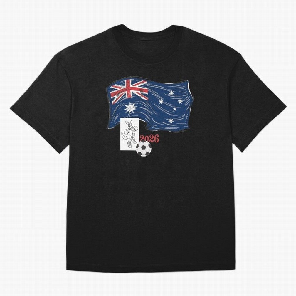 Australia 2026 Soccer Pride - Boxing Kangaroo & Dynamic Waving Flag. Oversized T-Shirt Upgrade Match Day Hype around FIFA World Cup 2026 USA Canada Mexico, CR7 and Messi, Spain and Netherlands, Tournament Hype, Historic Matchups, Family Viewing