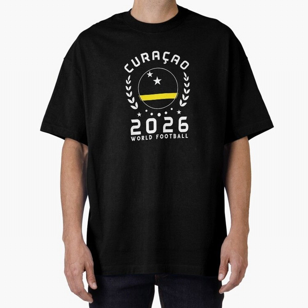 World Cup 2026 Curacao Football Fan Curacaoan Supporter T-Shirt_85310550 Oversized T-Shirt Represent the Passion of FIFA World Cup 2026 Group Stage Built around CR7 and Messi, Netherlands Energy, Football History, Final Match Energy, Crowd Noise