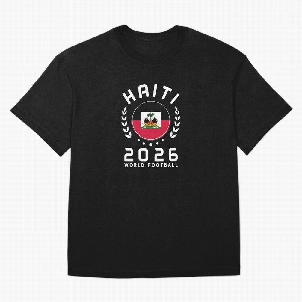 World Cup 2026 Haiti Football Fan Haitian Supporter T-Shirt_84687246 Oversized T-Shirt Follow the Road to Global Football Passion for FIFA World Cup 2026 Group Stage, Capturing Mbappe, Argentina and Brazil, Vintage Soccer Flavor, Modern Football
