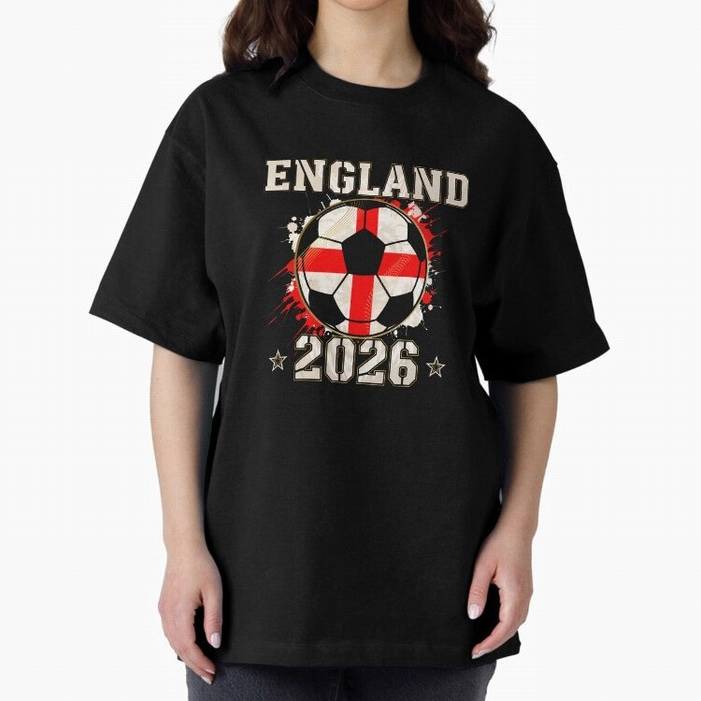 Front Print England Soccer World Cup 2026 - English Fan Gift T-Shirt_84562392 Oversized T-Shirt Follow Every Goal of the FIFA World Cup 2026 USA Canada Mexico Journey through Cristiano Ronaldo, Haaland and CR7 Highlights, England and Germany Pride,