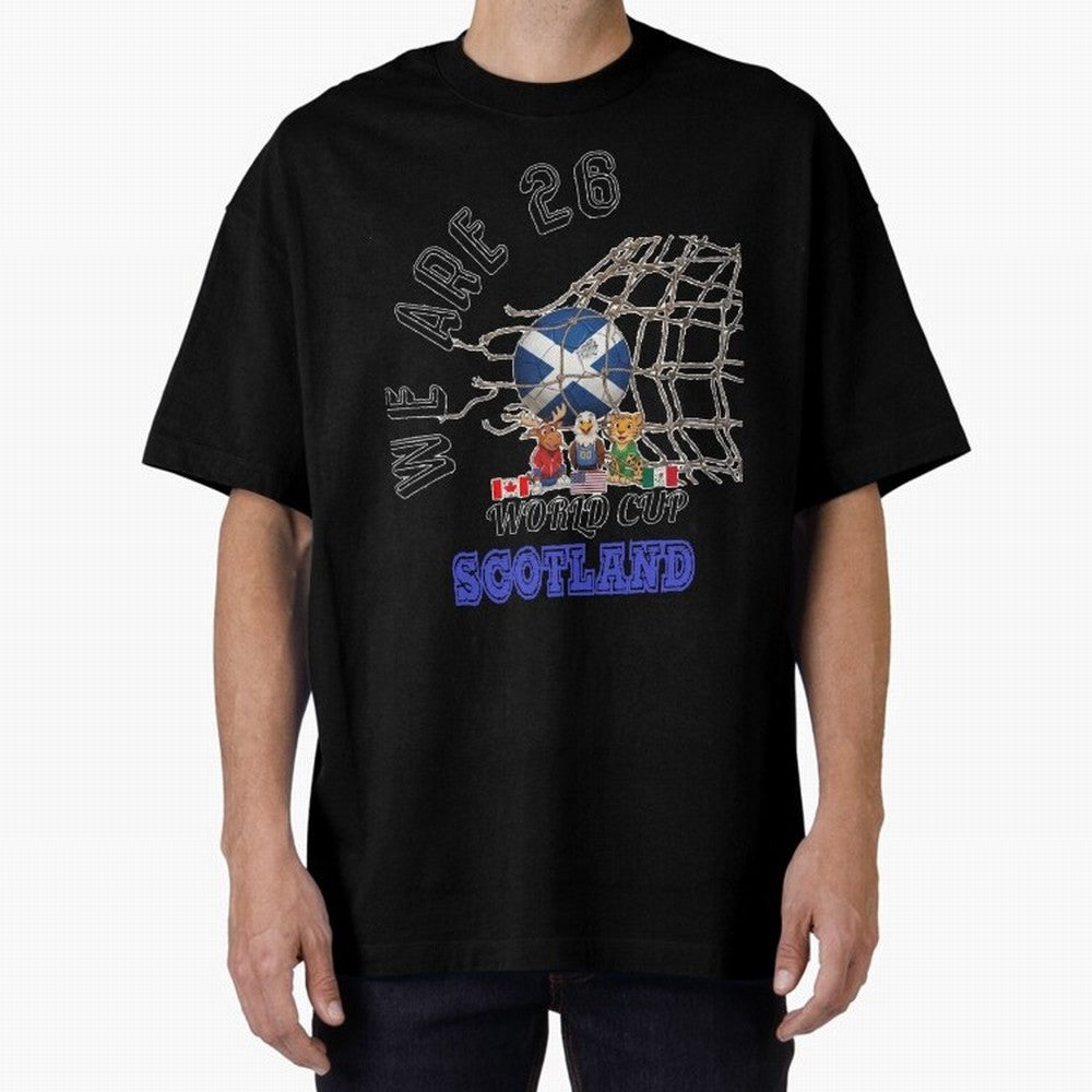 World cup 26 - Scotland Oversized T-Shirt Celebrate Fan Culture around Global Football Passion for FIFA World Cup 2026 USA Canada Mexico, Featuring Messi, Portugal, Spain and Germany, Football Passion, Legendary Performances, Festival Vibes and