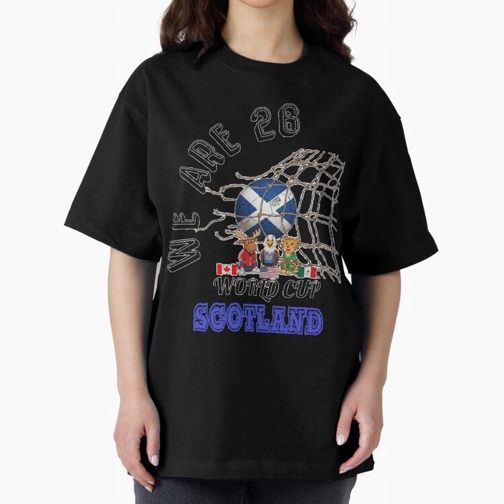 World cup 26 - Scotland Oversized T-Shirt Celebrate Fan Culture around Global Football Passion for FIFA World Cup 2026 USA Canada Mexico, Featuring Messi, Portugal, Spain and Germany, Football Passion, Legendary Performances, Festival Vibes and